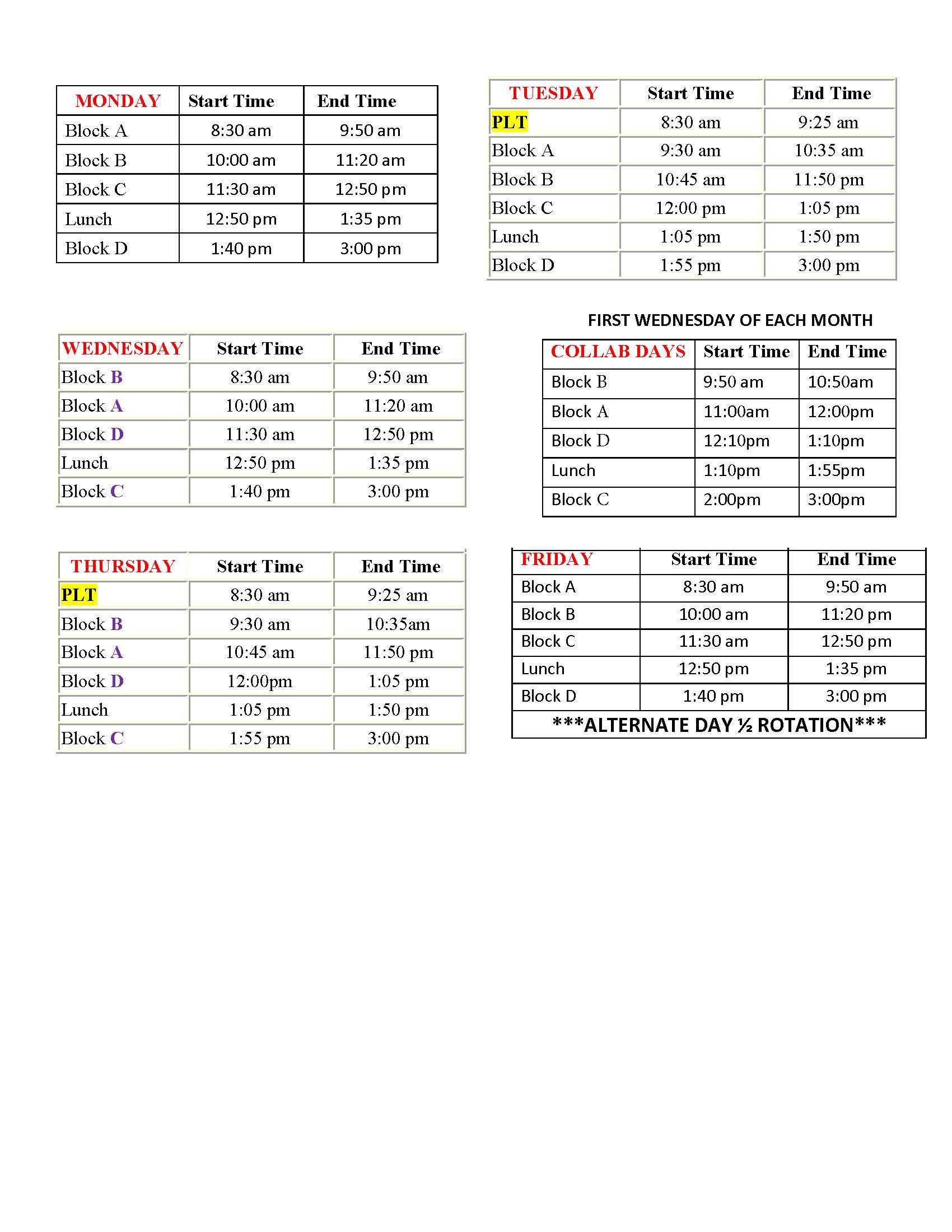 Bell Schedule 2023 2024 Hugh Boyd Secondary School